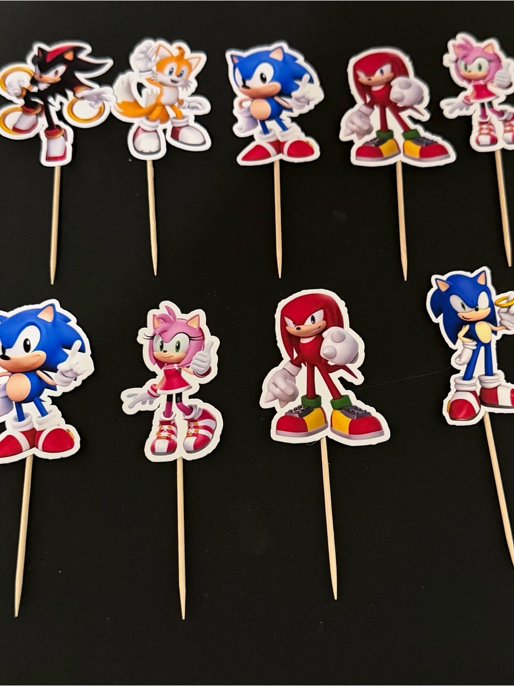 Sonic Themed Blue & Red Party Cupcake Picks - Home Party Supplies